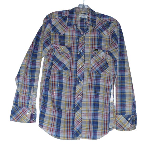 Wrangler Western Style Pearl Snaps Shirt Size Med. - Picture 1 of 4
